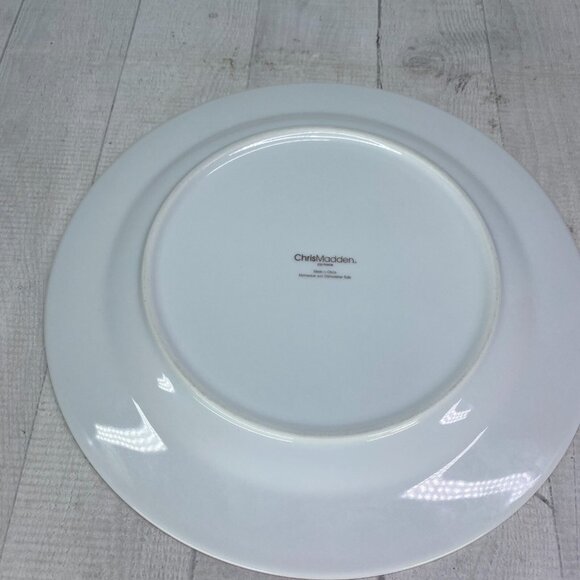 Chris Madden JC Penny MONTALIRA RED Gold Scroll Porcelain Dinner Plate Set 4 - Picture 5 of 16